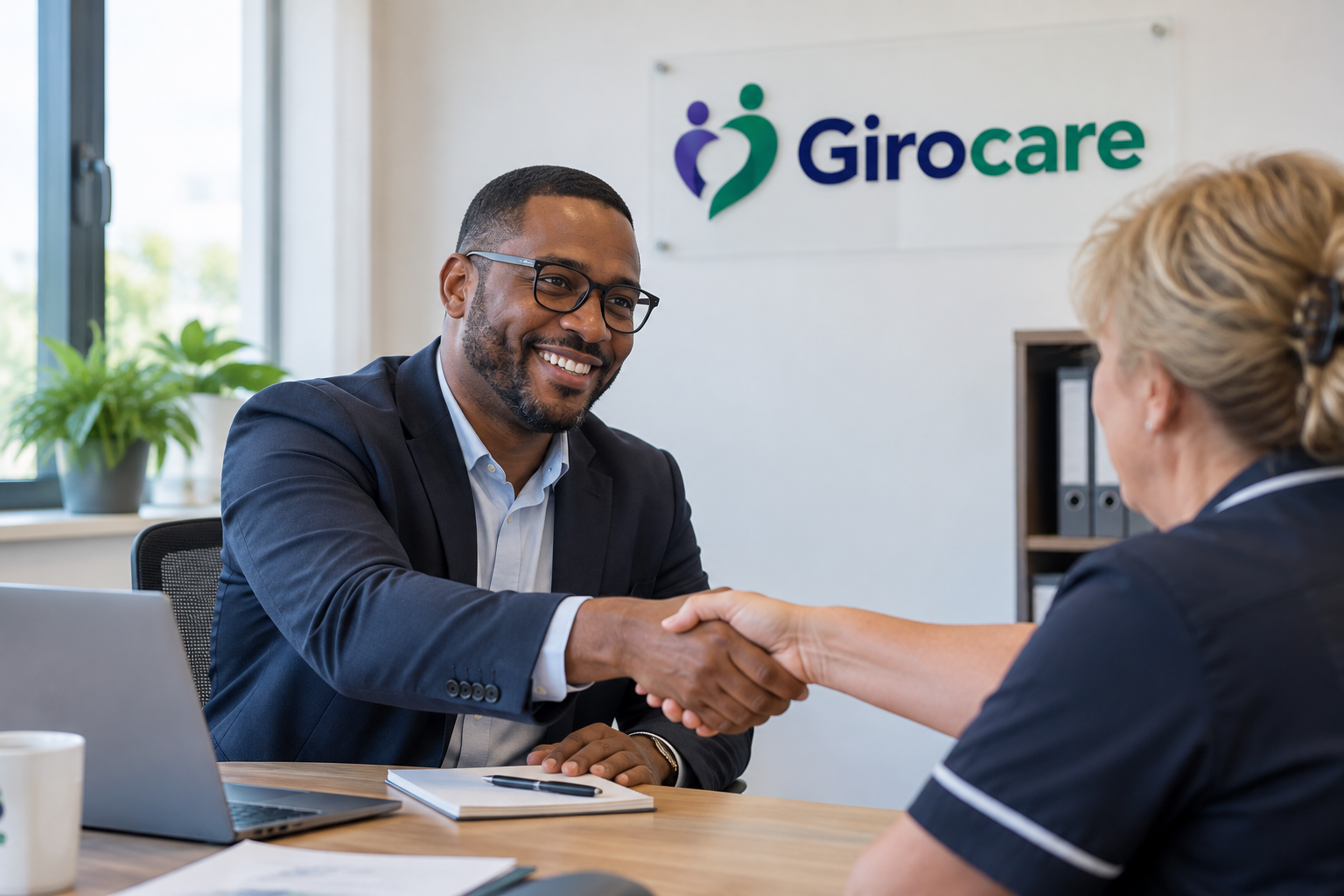 Girocare representative meeting a care provider